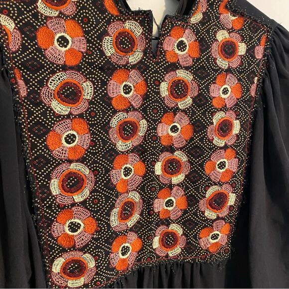 NWT Isabel Marant Black Silk Floral Embroidered Blouse 1 Small - Picture 15 of 16